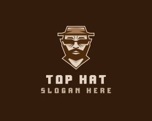 Hipster Man Hat logo design