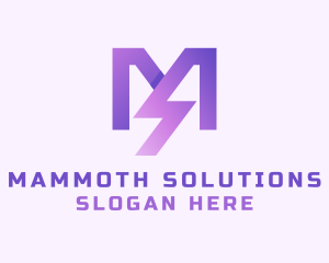 Purple Lightning Letter M  logo design