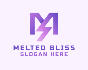 Purple Lightning Letter M  logo design