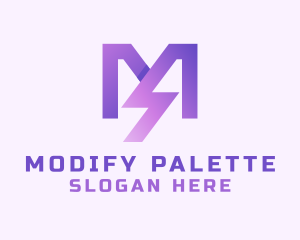 Purple Lightning Letter M  logo design