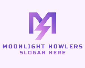 Purple Lightning Letter M  logo design