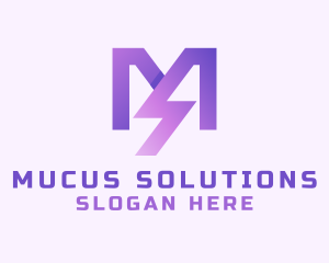 Purple Lightning Letter M  logo design