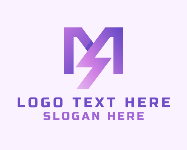 Purple Lightning Letter M  logo