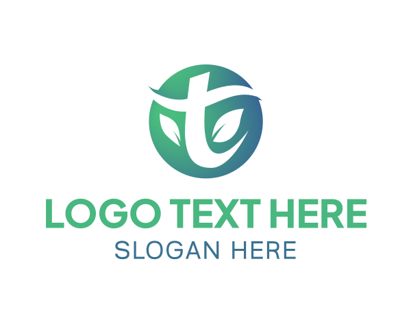 Organic Leaf Letter T logo