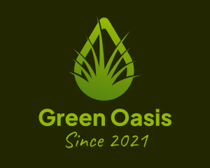 Green Grass Droplet  logo design