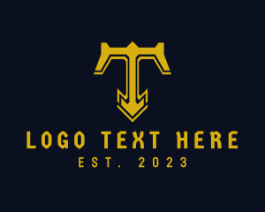 Gold Gaming Letter T logo