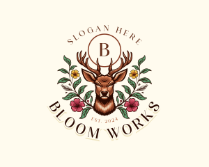 Flower Floral Deer logo design