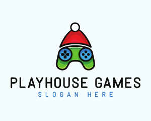 Santa Hat Game Controller logo design