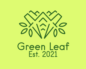 Green Outline Plant  logo design