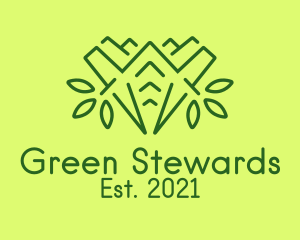 Green Outline Plant  logo design