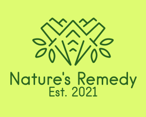 Green Outline Plant  logo design