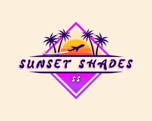 Airplane Beach Sunset logo design