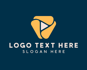 Triangle Play Button Swirl Logo