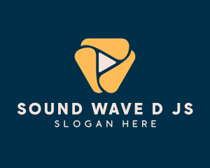 Triangle Play Button Swirl logo design