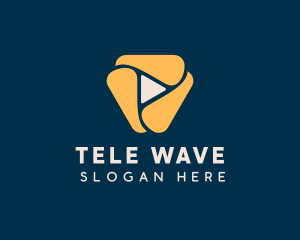 Triangle Play Button Swirl logo design