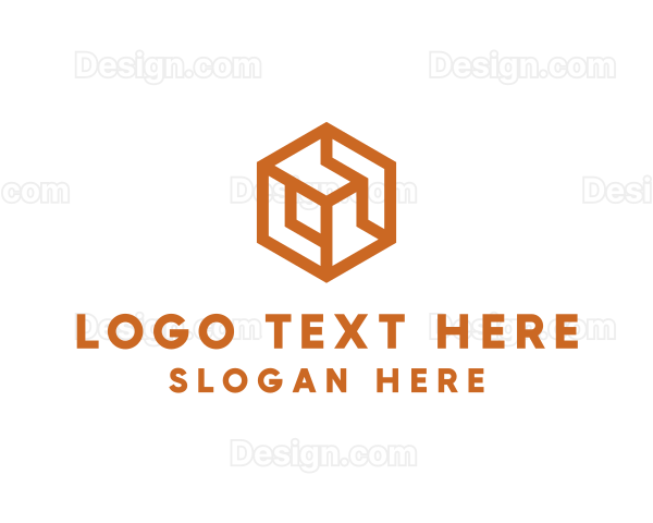 Gold Hexagon Cube Logo