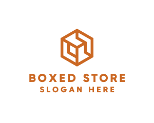 Gold Hexagon Cube logo design