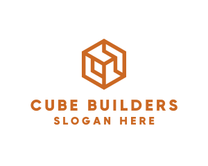 Gold Hexagon Cube logo design