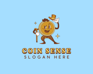 Gentleman Coin Cartoon logo design