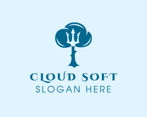 Cloud Trident Tree logo design