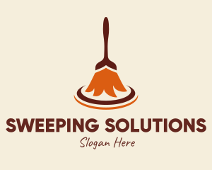 Brown Cleaner Broomstick logo design