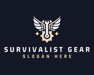 Gear Wings Wrench Mechanic logo design