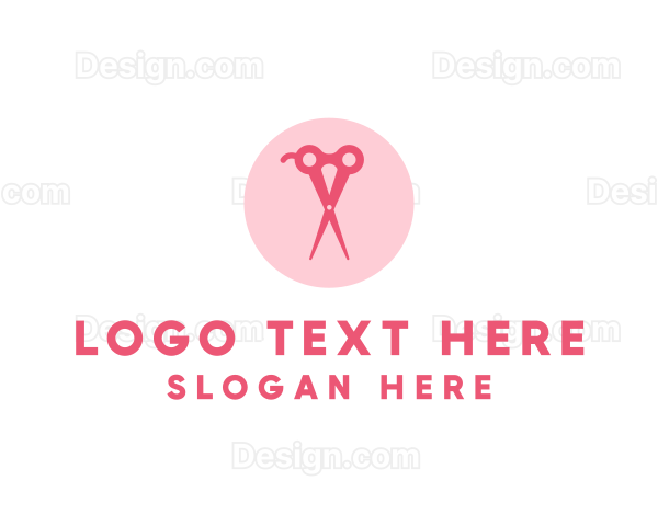 Pink Hair Salon Hairdresser Scissors Logo