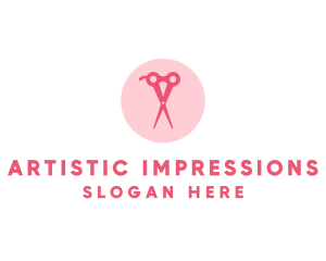 Pink Hair Salon Hairdresser Scissors logo design