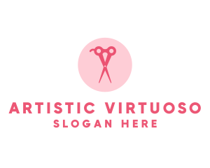 Pink Hair Salon Hairdresser Scissors logo design