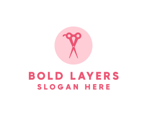 Pink Hair Salon Hairdresser Scissors logo design