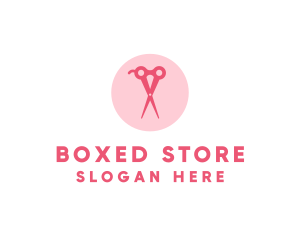 Pink Hair Salon Hairdresser Scissors logo design