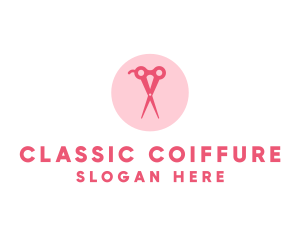 Pink Hair Salon Hairdresser Scissors logo design