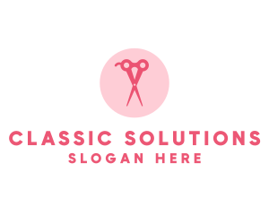 Pink Hair Salon Hairdresser Scissors logo design