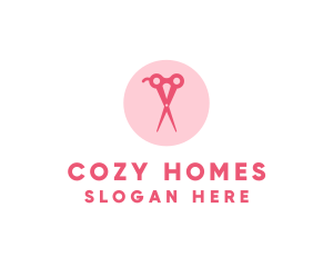 Pink Hair Salon Hairdresser Scissors logo design