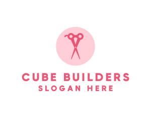 Pink Hair Salon Hairdresser Scissors logo design