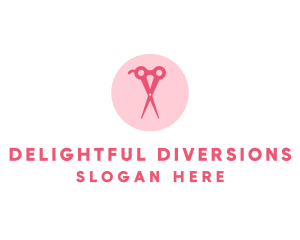 Pink Hair Salon Hairdresser Scissors logo design