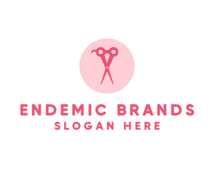 Pink Hair Salon Hairdresser Scissors logo design