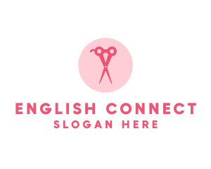 Pink Hair Salon Hairdresser Scissors logo design