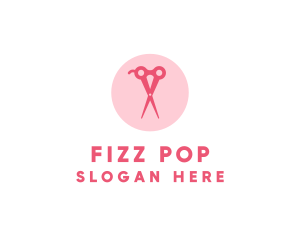 Pink Hair Salon Hairdresser Scissors logo design