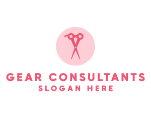 Pink Hair Salon Hairdresser Scissors logo design