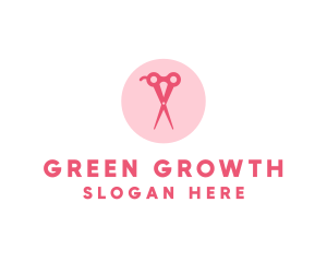 Pink Hair Salon Hairdresser Scissors logo design