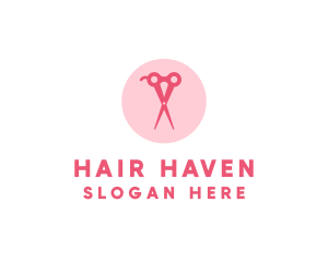 Pink Hair Salon Hairdresser Scissors logo