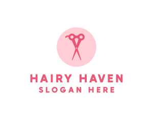 Pink Hair Salon Hairdresser Scissors logo design