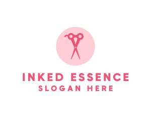 Pink Hair Salon Hairdresser Scissors logo design