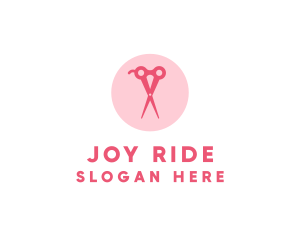 Pink Hair Salon Hairdresser Scissors logo design