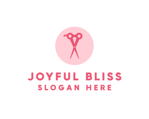 Pink Hair Salon Hairdresser Scissors logo design