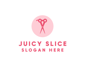 Pink Hair Salon Hairdresser Scissors logo design