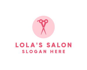 Pink Hair Salon Hairdresser Scissors logo design