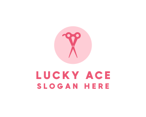 Pink Hair Salon Hairdresser Scissors logo design