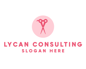 Pink Hair Salon Hairdresser Scissors logo design